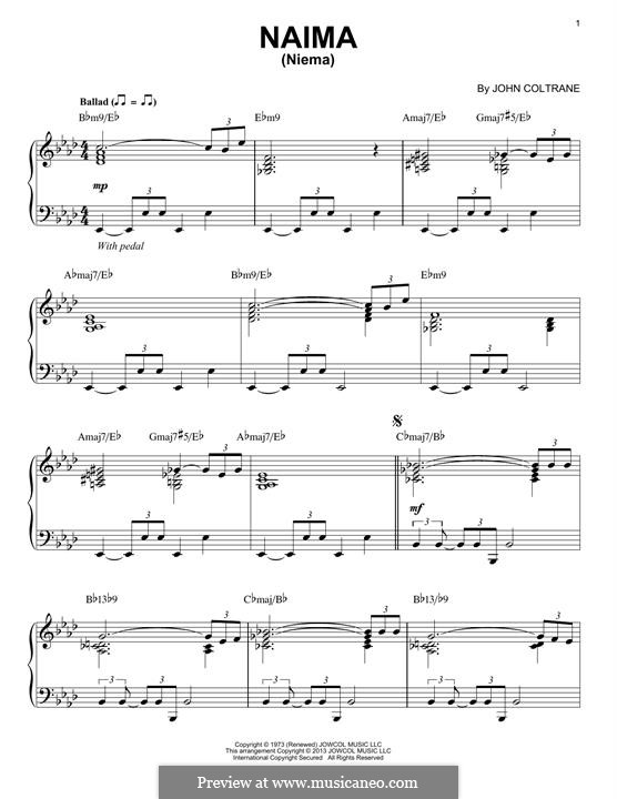 Naima (Niema): Für Klavier by John Coltrane