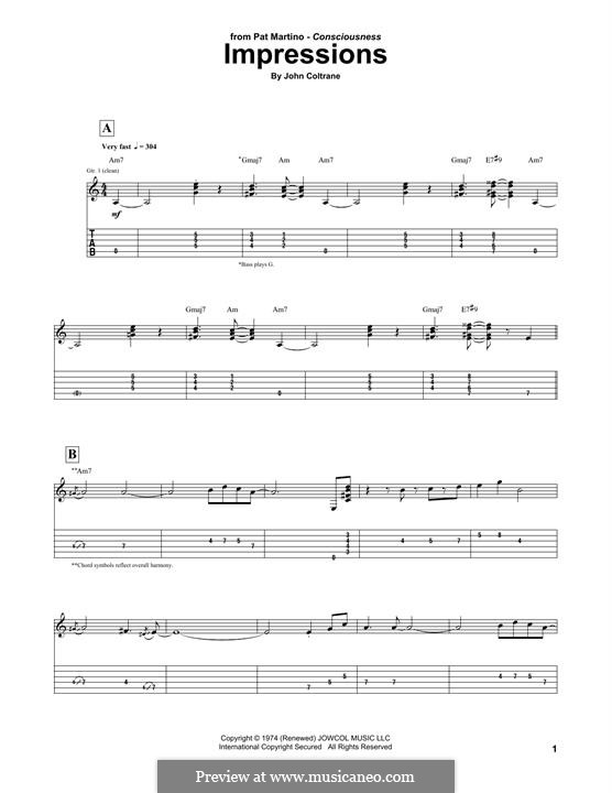 Impressions (Pat Martino): Für Gitarre by John Coltrane