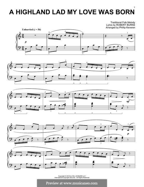 A Highland Lad My love Was Born: Für Klavier by folklore