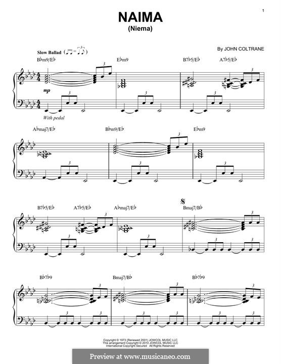 Naima (Niema): Für Klavier by John Coltrane