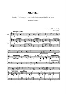 Nr.4 Menuett in G-Dur, BWV Anh.114: Für Violine und Klavier by Johann Sebastian Bach