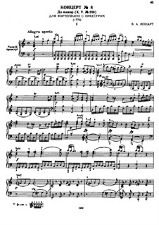 Konzert für Klavier und Orchester Nr.8 in C-Dur 'Lützow-Konzert', K.246: Bearbeitung für zwei Klaviere, vierhändig by Wolfgang Amadeus Mozart
