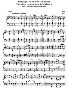 Variationen über Thema von Glinka, Op.35: Für Klavier by Anatoli Ljadow
