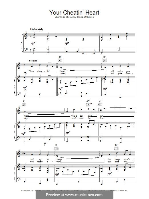 Your Cheatin' Heart: Für Stimme und Klavier (oder Gitarre) by Hank Williams