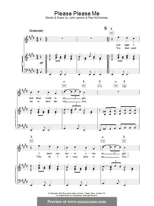 Please Please Me (The Beatles): Für Stimme und Klavier (oder Gitarre) by John Lennon, Paul McCartney