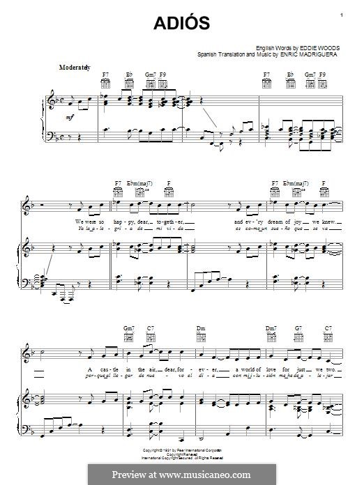 Adios: Für Stimme und Klavier (oder Gitarre) by Enric Madriguera