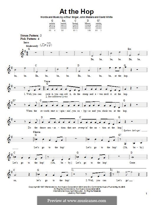 At the Hop (Danny & The Juniors): Für Gitarre mit Tabulatur by Arthur Singer, David White, John Medora