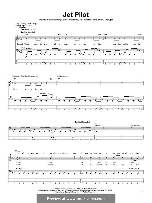 Jet Pilot (System of a Down): Für Bassgitarre mit Tabulatur by Daron Malakian, Serj Tankian, Shavo Odadjian