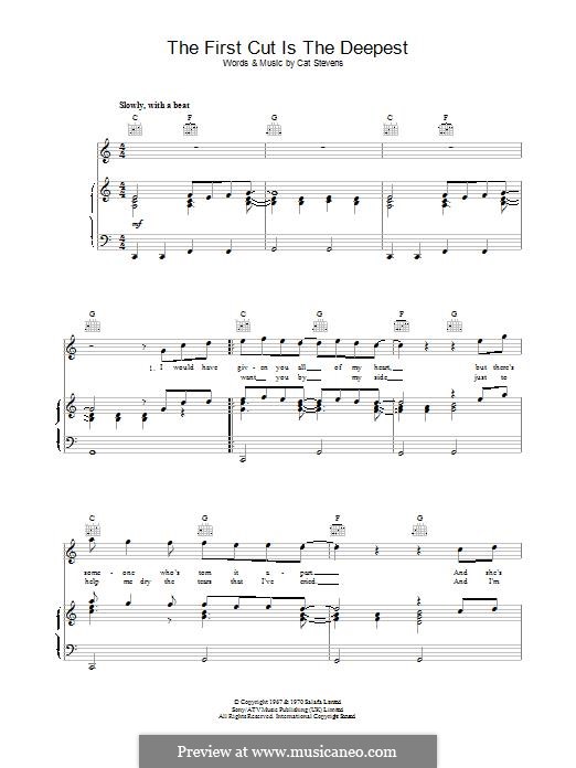 The First Cut Is the Deepest: Für Stimme und Klavier (oder Gitarre) by Cat Stevens