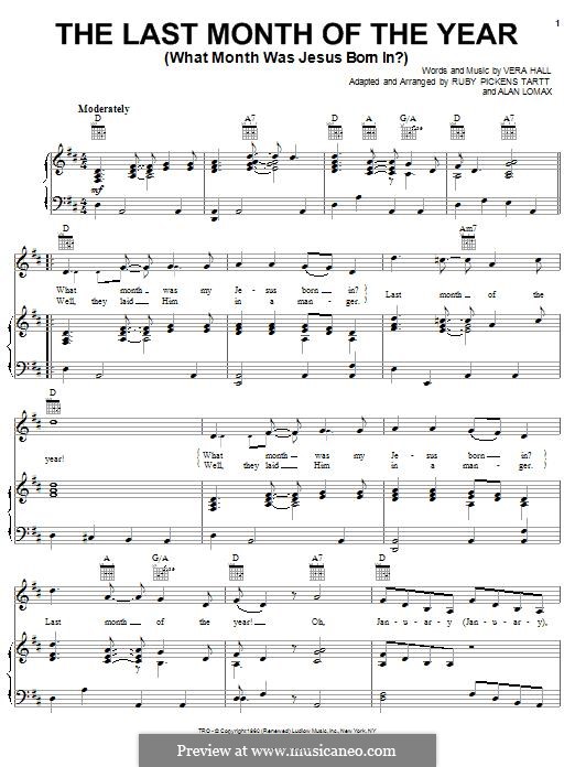 The Last Month of the Year (What Month Was Jesus Born in?): Für Stimme und Klavier (oder Gitarre) by Alan Lomax, Ruby Pickens Tartt