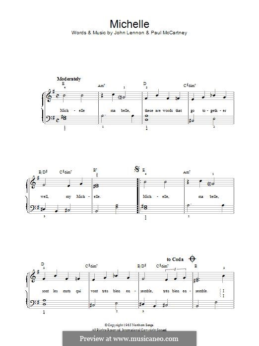 Michelle (The Beatles), for One Instrument: Für Klavier by John Lennon, Paul McCartney