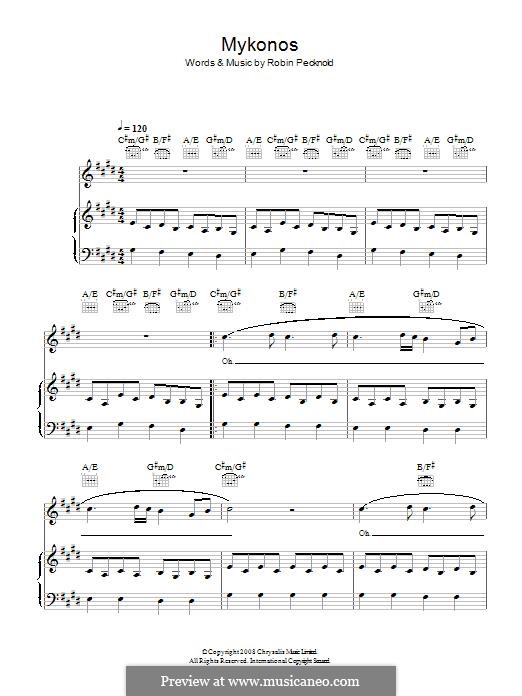 Mykonos (Fleet Foxes): Für Stimme und Klavier (oder Gitarre) by Robin Pecknold