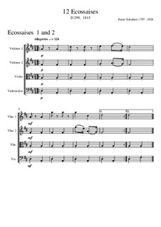 Acht Ecossaisen für Klavier, D.299: Arranged for strings by Franz Schubert