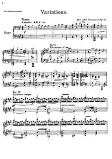 Thema und Variationen für Klavier, Op.72: Für einen Interpreten by Alexander Glazunov