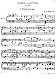 Vier Stücke für Klavier, Op.12: No.1 Chant du soir by Georgy Catoire