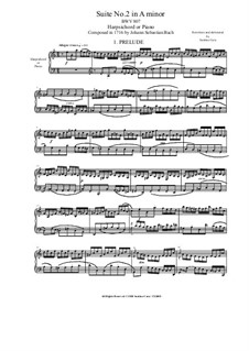 Suite Nr.2 in a-Moll, BWV 807: Für Cembalo (oder Klavier) by Johann Sebastian Bach