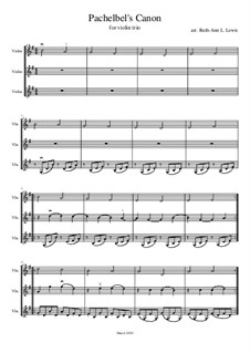 Trio instrument version: For violin trio by Johann Pachelbel