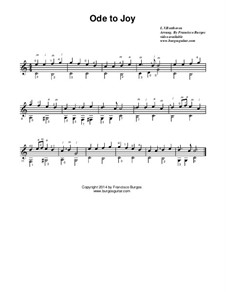 Ode an die Freude: For guitar (music notation only) by Ludwig van Beethoven