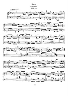 Suite für Cembalo Nr.1 in a-Moll, BWV 818: Für Klavier by Johann Sebastian Bach