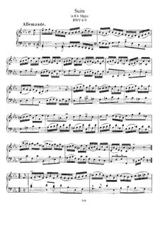 Suite für Cembalo Nr.2 in Es-Dur, BWV 819: Für Klavier by Johann Sebastian Bach