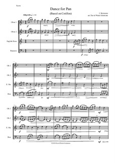 Dance for Pan (based on Cotillon): For double-reed quartet (2 oboes, cor anglais and bassoon) by Jean Hotteterre