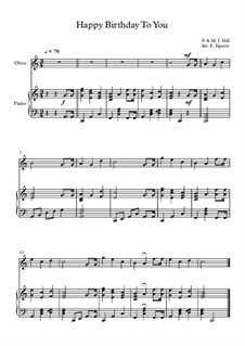 10 Easy Classical Pieces for Oboe and Piano: Happy Birthday To You by Franz Schubert, Johann Strauss (Sohn), Edward Elgar, Jacques Offenbach, Ludwig van Beethoven, Edvard Grieg, Julius Benedict, Mildred Hill, Eduardo di Capua