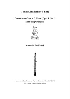 Concerto No.2 in d minor: For oboe and string orchestra by Tomaso Albinoni