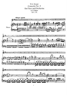 Konzert für Flöte und Orchester Nr.2 in D-Dur, K.314: Version für Flöte und Klavier by Wolfgang Amadeus Mozart