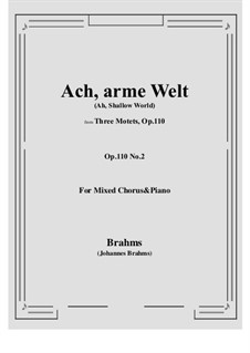 Drei Motetten, Op.110: Nr.2 Ach, arme Welt, du trügst mich by Johannes Brahms