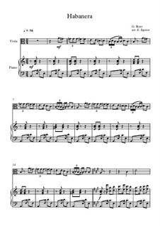 10 Easy Classical Pieces for Viola and Piano Vol.2: Habanera by Johann Sebastian Bach, Henry Purcell, Georges Bizet, Ludwig van Beethoven, Edvard Grieg, Alexander Porfiryevich Borodin, Pjotr Tschaikowski, Franz Xaver Gruber