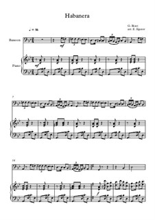 10 Easy Classical Pieces for Bassoon and Piano Vol.2: Habanera by Johann Sebastian Bach, Henry Purcell, Georges Bizet, Ludwig van Beethoven, Edvard Grieg, Alexander Porfiryevich Borodin, Pjotr Tschaikowski, Franz Xaver Gruber