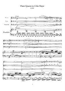 Quartett für Klavier und Streicher Nr.2 in Es-Dur, K.493: Partitur by Wolfgang Amadeus Mozart