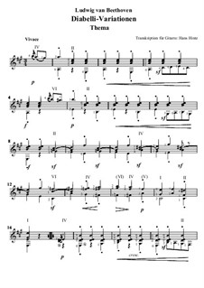 Dreiunddreissig Variationen über einen Walzer von A. Diabelli, Op.120: Thema, für Gitarre by Ludwig van Beethoven