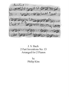 Nr.13 in a-moll, BWV 784: Für zwei Klaviere, vierhändig by Johann Sebastian Bach