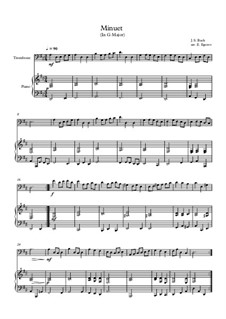 10 Easy Classical Pieces for Trombone and Piano Vol.2: Minuet (In G Major) by Johann Sebastian Bach, Henry Purcell, Georges Bizet, Ludwig van Beethoven, Edvard Grieg, Alexander Porfiryevich Borodin, Pjotr Tschaikowski, Franz Xaver Gruber