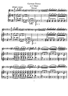 Sechs deutsche Tänze, K.509: Für Violine (oder Flöte) und Klavier by Wolfgang Amadeus Mozart