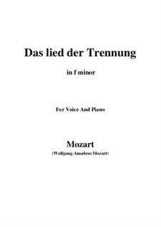 Trennungslied, K.519: F minor by Wolfgang Amadeus Mozart