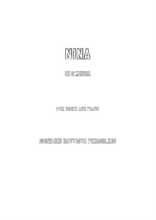 Tre giorni son che Nina: G minor by Giovanni Battista Pergolesi