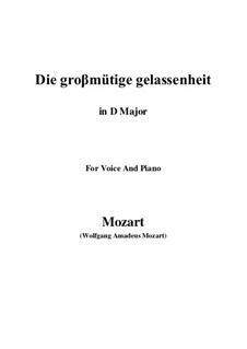Die grossmütige Gelassenheit, K.149: D Major by Wolfgang Amadeus Mozart