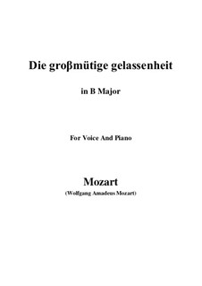 Die grossmütige Gelassenheit, K.149: B Major by Wolfgang Amadeus Mozart