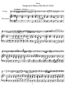 Sonate für Violine und Klavier in g-Moll 'Teufelstrillersonate': Partitur by Giuseppe Tartini