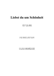Liebst du um Schönheit: F-Dur by Clara Schumann