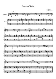 10 Easy Classical Pieces for Clarinet and Piano Vol.3: Emperor Waltz by Edward MacDowell, Johann Strauss (Sohn), Johannes Brahms, Georg Friedrich Händel, Felix Mendelssohn-Bartholdy, Robert Schumann, Muzio Clementi, Giuseppe Verdi, Anton Rubinstein, Johan Halvorsen
