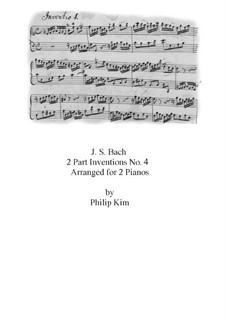 No.4 in d-moll, BWV 775: Für zwei Klaviere, vierhändig by Johann Sebastian Bach