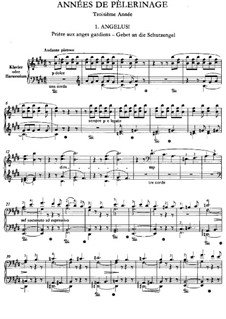 Drittes Jahr, S.163: No.1 Angélus! Prière aux anges gardiens, for Piano (or Harmonium) by Franz Liszt