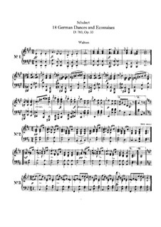 Sechzehn deutsche Tänze und zwei Ecossaises, D.783 Op.33: Vollsammlung by Franz Schubert