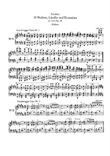 Zwölf Walzer, Siebzehn Ländler und Neun Ecossaise, D.145 Op.18: Vollsammlung by Franz Schubert