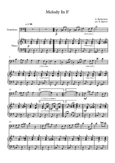 10 Easy Classical Pieces for Trombone and Piano Vol.3: Melody In F by Edward MacDowell, Johann Strauss (Sohn), Johannes Brahms, Georg Friedrich Händel, Felix Mendelssohn-Bartholdy, Robert Schumann, Muzio Clementi, Giuseppe Verdi, Anton Rubinstein, Johan Halvorsen