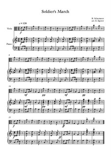 10 Easy Classical Pieces for Viola and Piano Vol.3: Soldier's March by Edward MacDowell, Johann Strauss (Sohn), Johannes Brahms, Georg Friedrich Händel, Felix Mendelssohn-Bartholdy, Robert Schumann, Muzio Clementi, Giuseppe Verdi, Anton Rubinstein, Johan Halvorsen