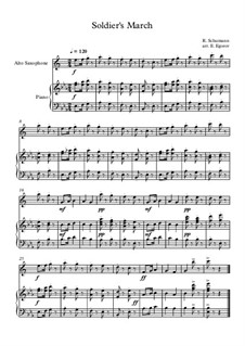 10 Easy Classical Pieces for Alto Saxophone and Piano Vol.3: Soldier's March by Edward MacDowell, Johann Strauss (Sohn), Johannes Brahms, Georg Friedrich Händel, Felix Mendelssohn-Bartholdy, Robert Schumann, Muzio Clementi, Giuseppe Verdi, Anton Rubinstein, Johan Halvorsen